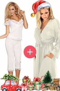 Komplet DKaren piżama Sabi podomka Fibi ecru